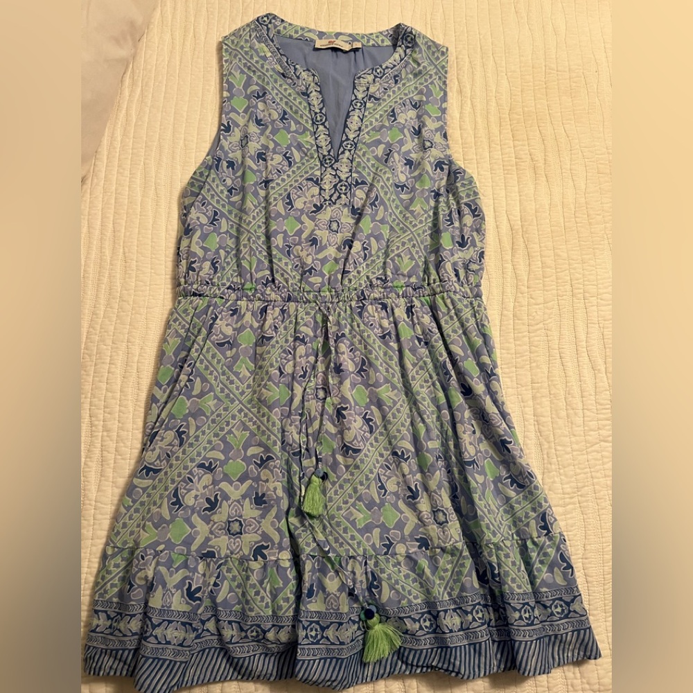 Vineyard Vines Blue and Green Patterned Dress